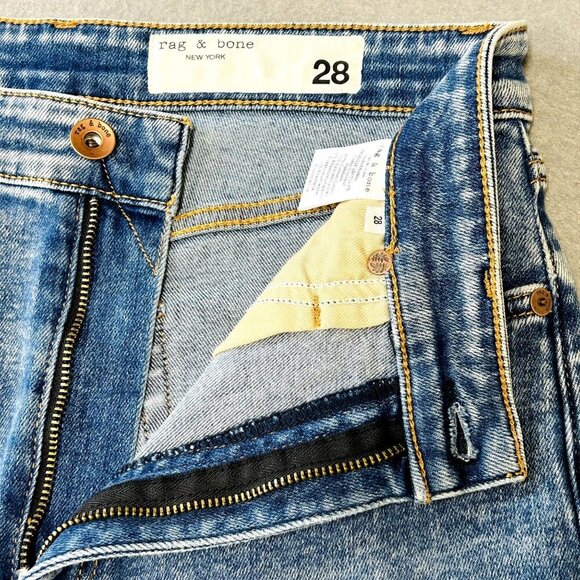 Rag & Bone Casey High Rise Flare Jeans Size 28 Pebbles Wash Raw Hem Ankle Denim - Picture 4 of 16